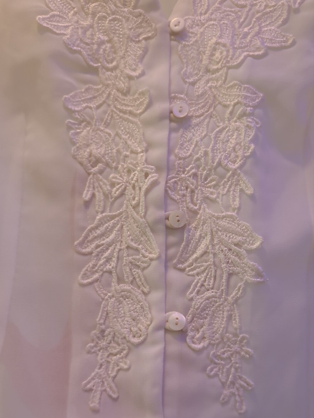 Together White Lace-Trim Button Front Blouse - Picture 4 of 4
